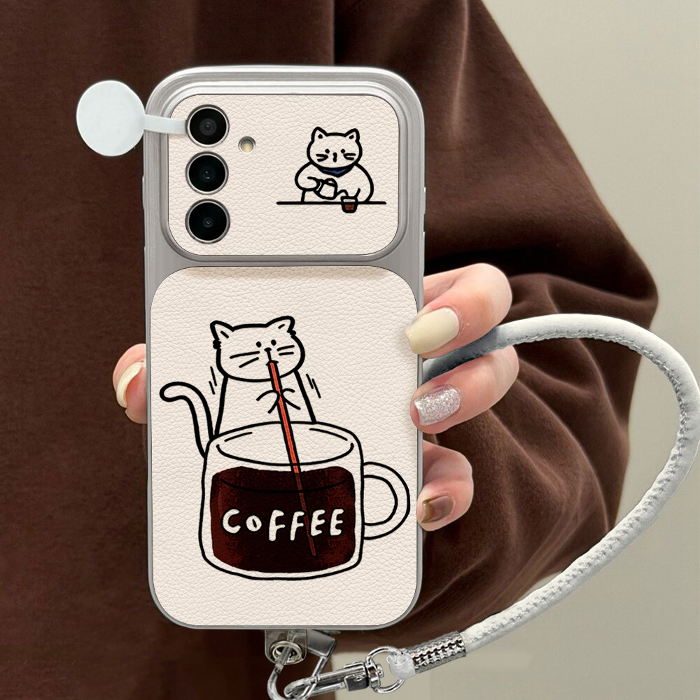 Phone Cases Galaxy S25 - Coffee Cute Cat Phone Case For