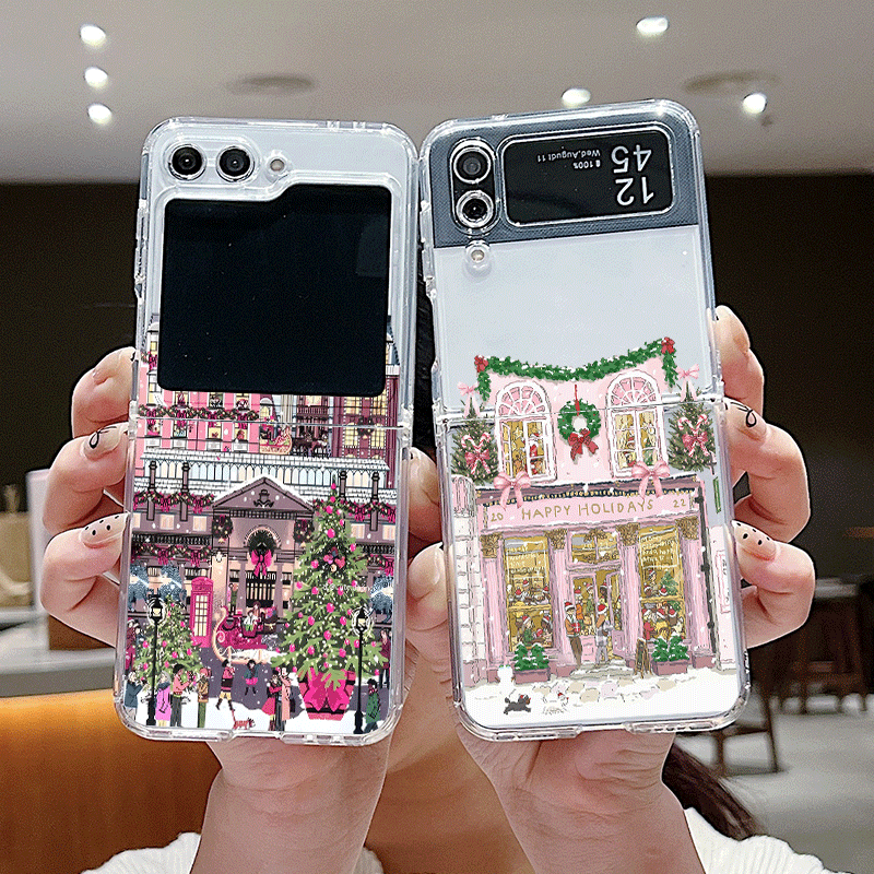 Phone Cases Z Fold 5 - Rural Building Snow Scenery Christmas Clear
