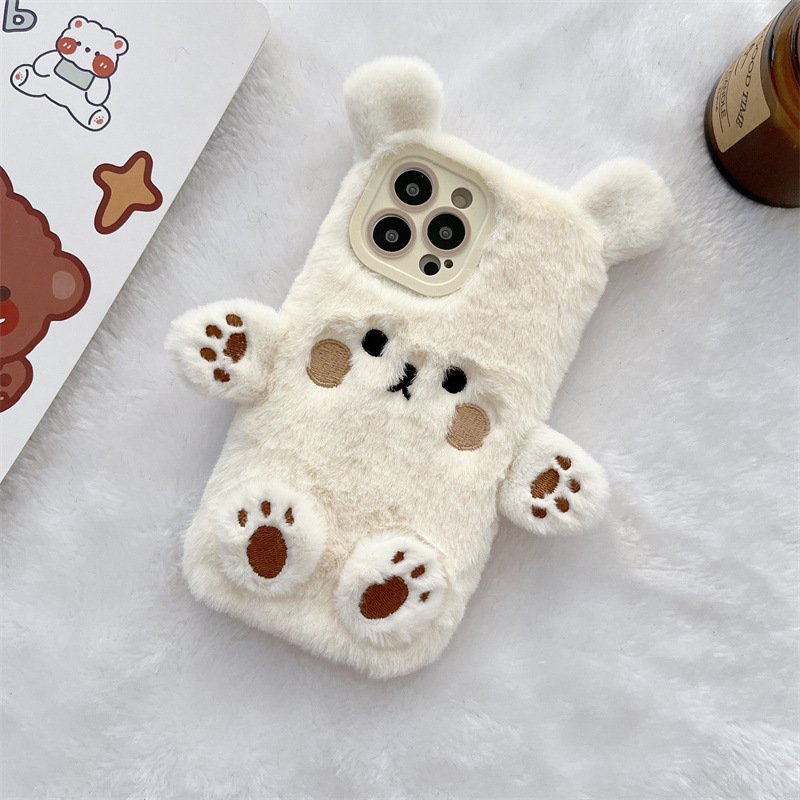 Korean 3D Cartoon Bear Fluffy  - Phone Cases For Iphone 11 review and price