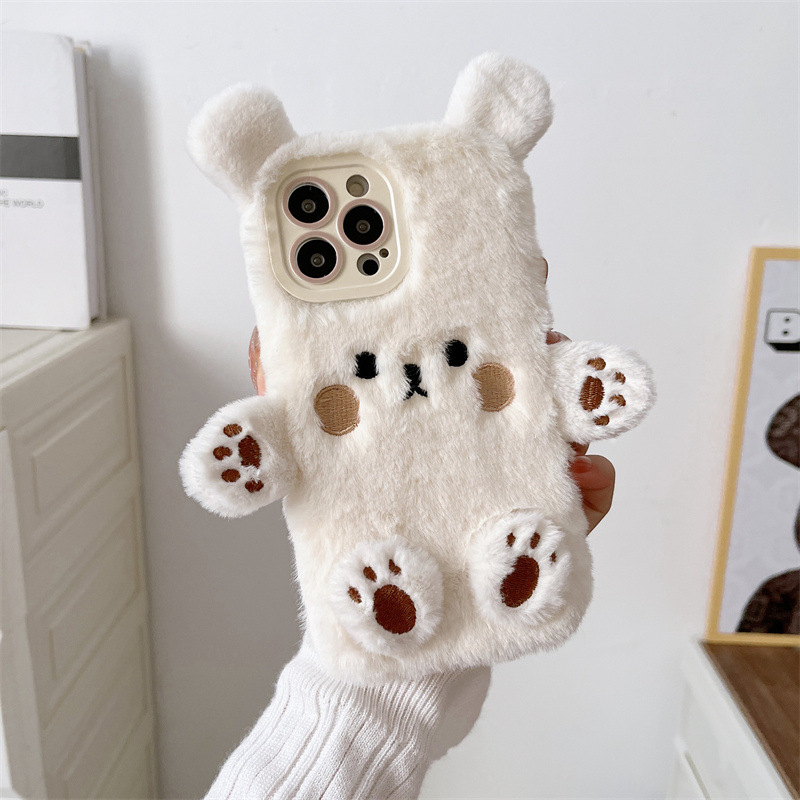 Korean 3D Cartoon Bear Fluffy  - Phone Cases For Iphone 11 review and price
