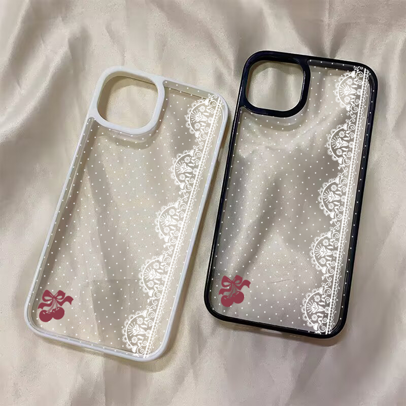 Cute Cherry Bow White Lace Pol - Phone Cases Like Loopy review and price
