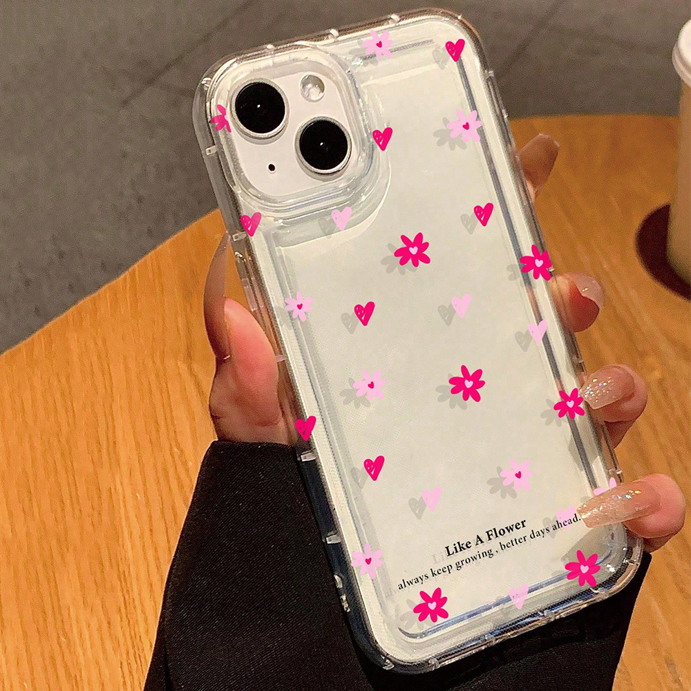 Pink Flowers Heart Print Clear - Phone Cases Pinterest review and price