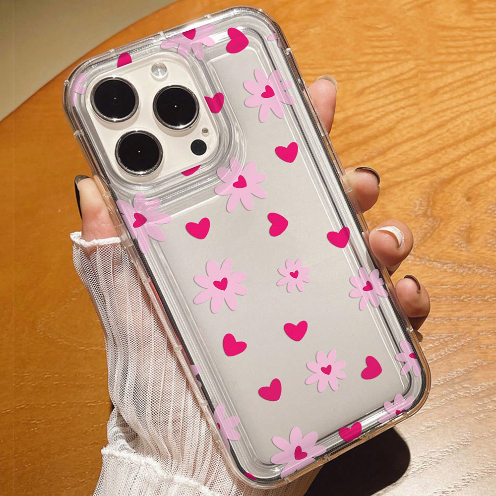 Pink Flowers Heart Print Clear - Phone Cases Pinterest review and price