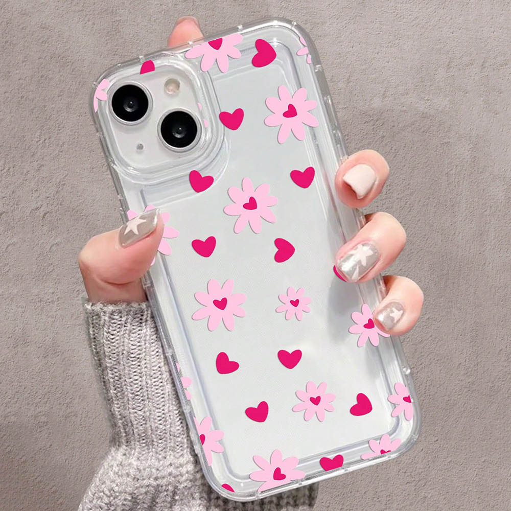 Pink Flowers Heart Print Clear - Phone Cases Pinterest review and price