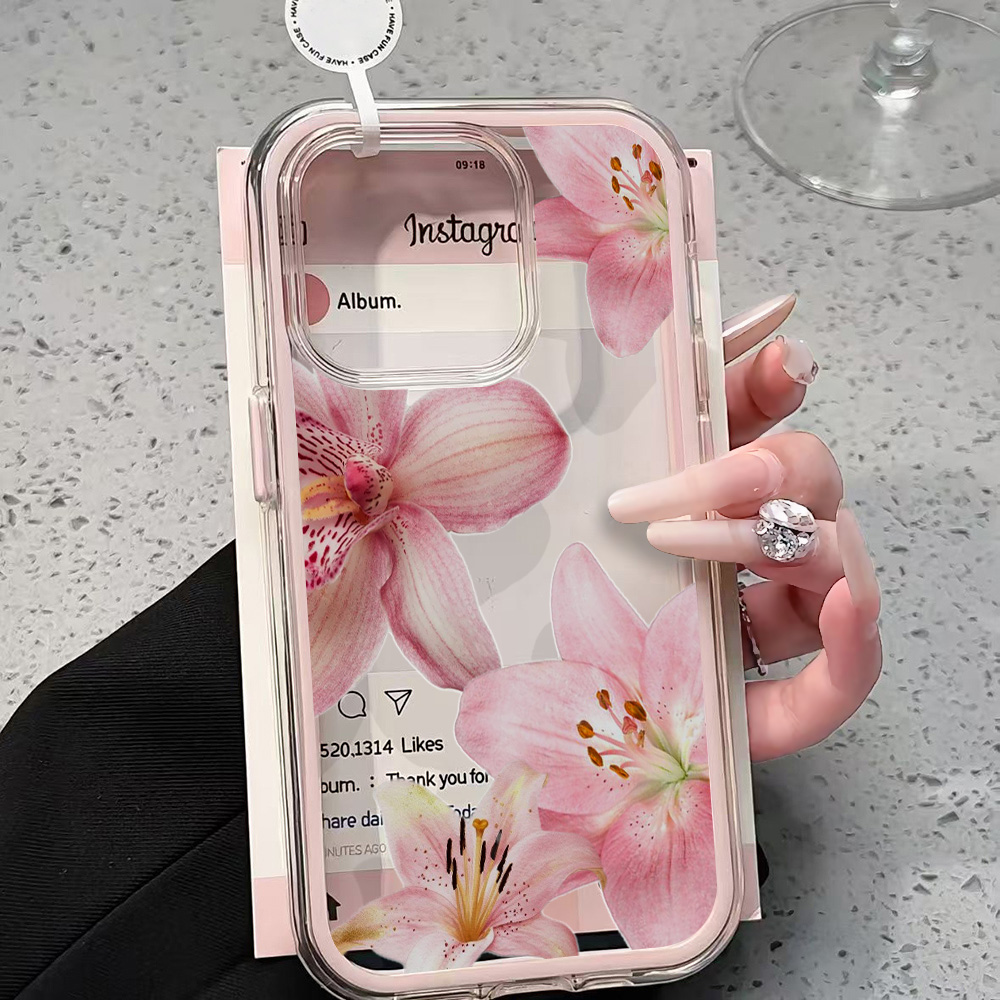 Pink Lily Flower Clear Phone C - Phone Cases Online review and price