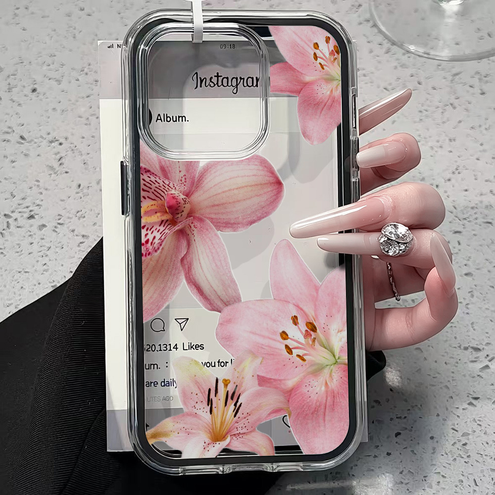 Pink Lily Flower Clear Phone C - Phone Cases Online review and price