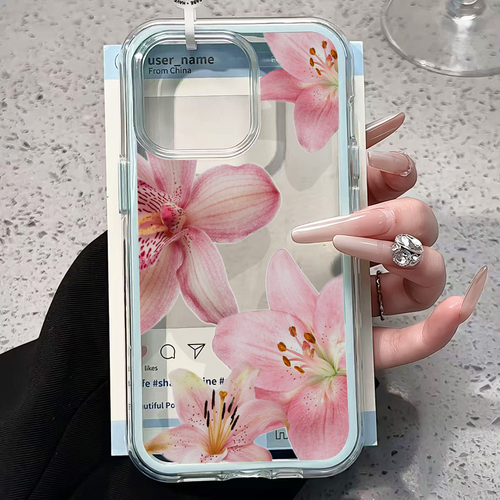 Pink Lily Flower Clear Phone C - Phone Cases Online review and price