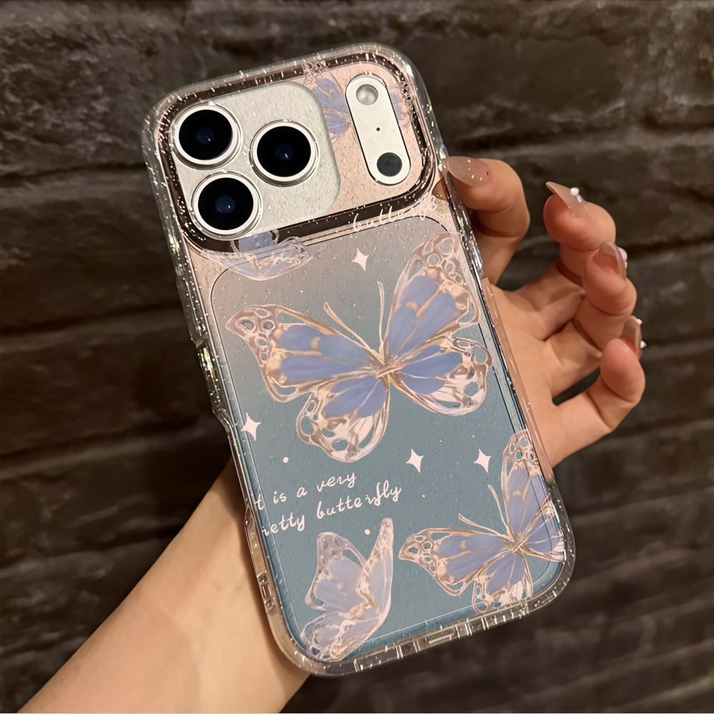 Luxury Blue Butterfly Clear Gl - Phone Cases Online review and price
