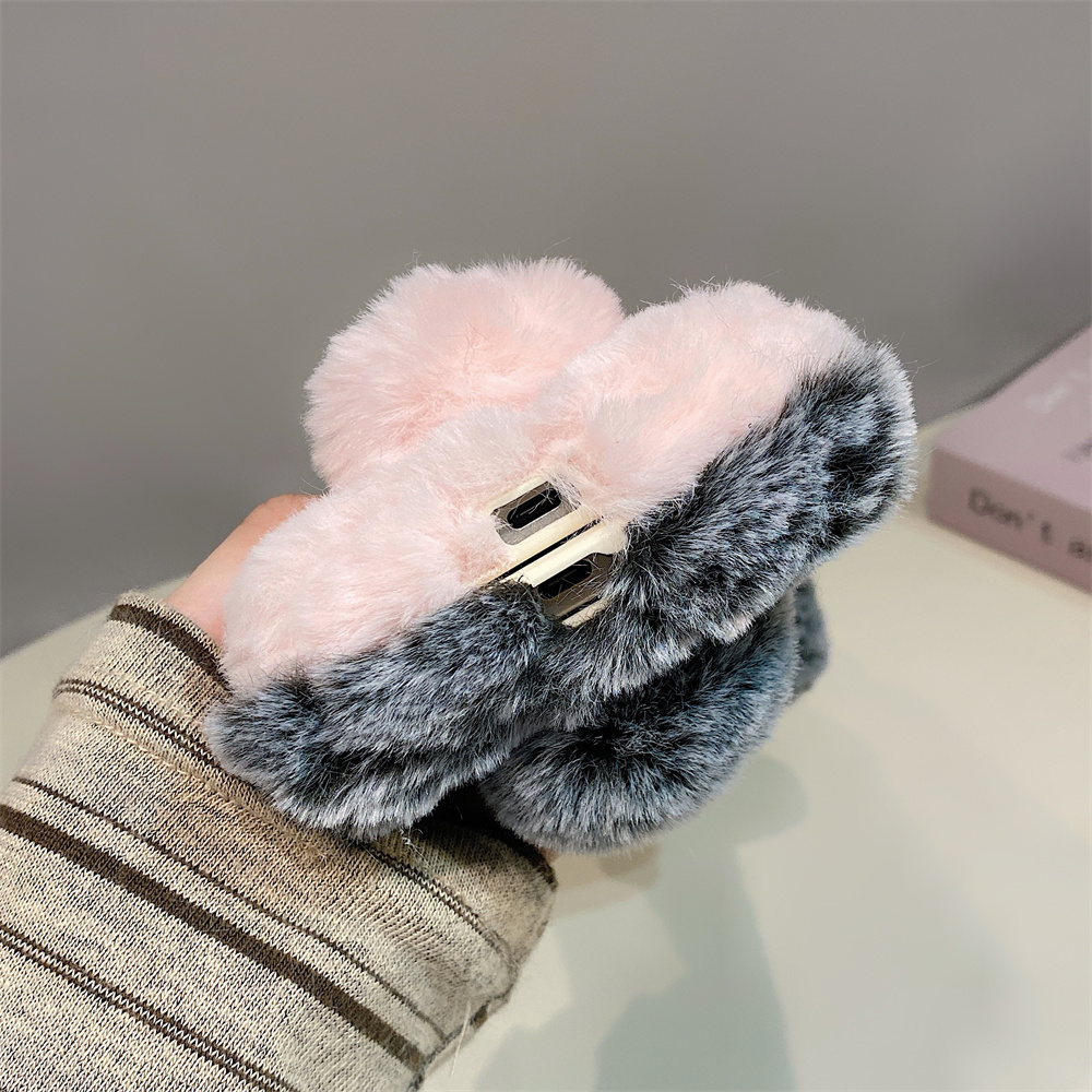 Cute Rabbit Ears Fluffy Stand  - Phone Cases Galaxy S25 review and price